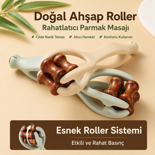Lumaturk- Doğal Ahşap El ve Parmak Masaj Roller