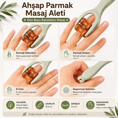 Lumaturk- Doğal Ahşap El ve Parmak Masaj Roller