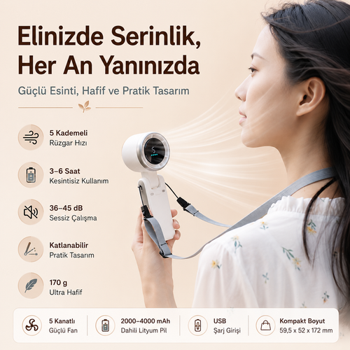 Lumaturk- Taşınabilir Turbo El ve Boyun Fanı