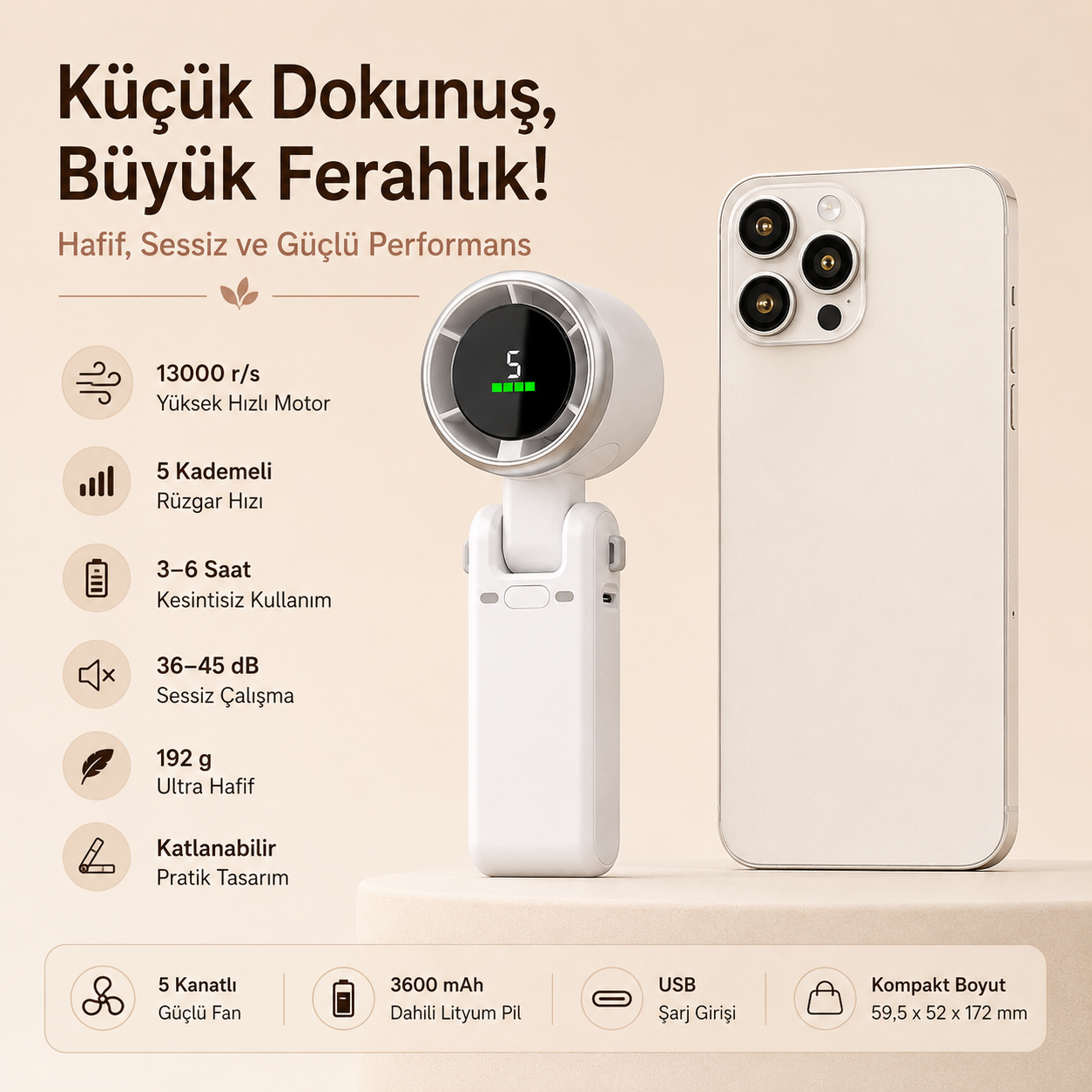 Lumaturk- Taşınabilir Turbo El ve Boyun Fanı