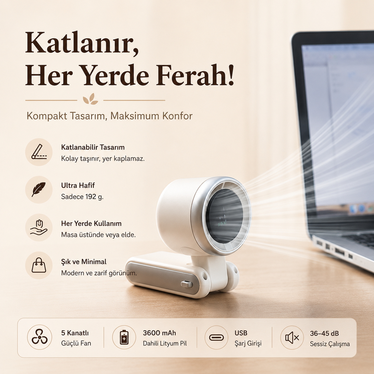 Lumaturk- Taşınabilir Turbo El ve Boyun Fanı
